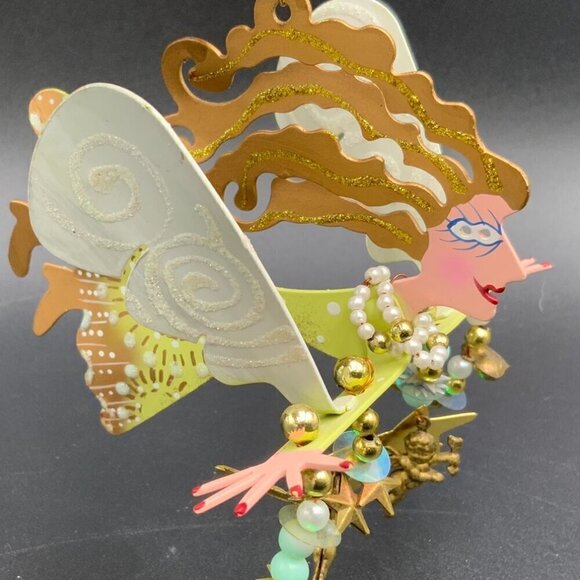 Vintage Signed Karen Rossi for Silvestri Angel in Flight w/Cherubs Ornament - Picture 1 of 9